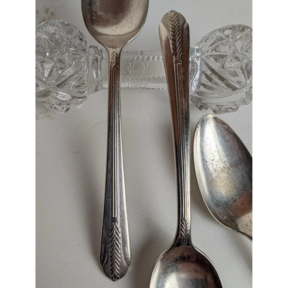 Vintage 1939 Wm Rogers Allure Silverplate Teaspoons Set of 3 Art Deco